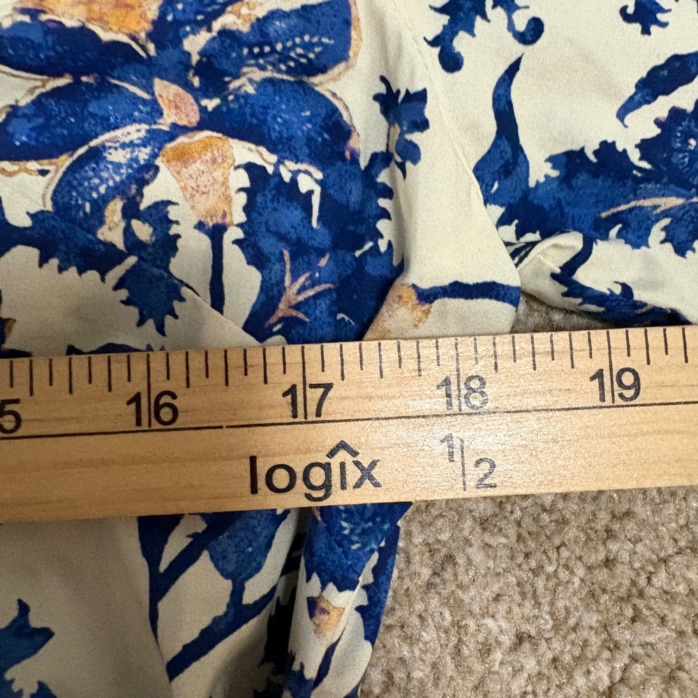 Cara Cara Womens Small Leighton Shirt Dress Blue Floral Cotton Poplin Hamptons - Picture 8 of 8